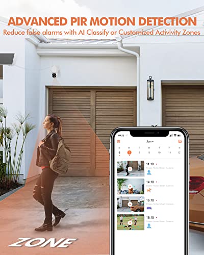 Dzees Solar Security Cameras Wireless Outdoor, 2K Battery Powered Security Camera, 360° PTZ Camera with Spotlight, Siren, Color Night Vision, AI Dectection, IP66 for Home Security, 2.4GHz