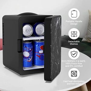 Living Enrichment Mini Fridge 4 Liter Skincare Fridge, AC 120V DC 12V Portable Small Refrigerator Cooler and Warmer for Skincare, Medications, Bedroom, Travel and Car - Black