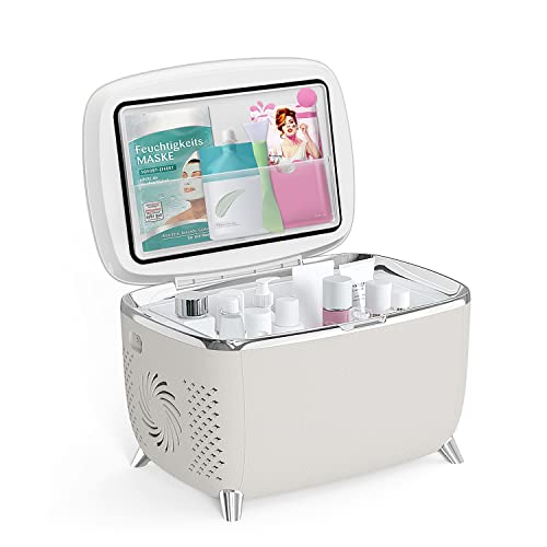 Living Enrichment Mini Fridge 6 Liters, Skincare Fridge, Low Noise and Lightweight Cosmetic Fridge, Small Refrigerator for Beauty Products Cosmetics Beverage Bedroom Home Office Stone White