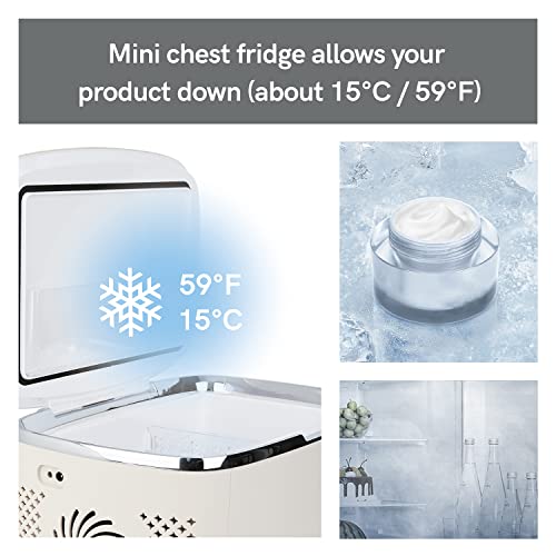 Living Enrichment Mini Fridge 6 Liters, Skincare Fridge, Low Noise and Lightweight Cosmetic Fridge, Small Refrigerator for Beauty Products Cosmetics Beverage Bedroom Home Office Stone White