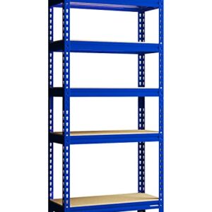 PrimeZone Storage Shelves 5 Tier Adjustable Garage Storage Shelving, Heavy Duty Metal Storage Utility Rack Shelf Unit for Warehouse Pantry Closet Kitchen, 28" x 12" x 59", Blue