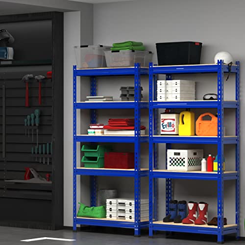 PrimeZone Storage Shelves 5 Tier Adjustable Garage Storage Shelving, Heavy Duty Metal Storage Utility Rack Shelf Unit for Warehouse Pantry Closet Kitchen, 28" x 12" x 59", Blue