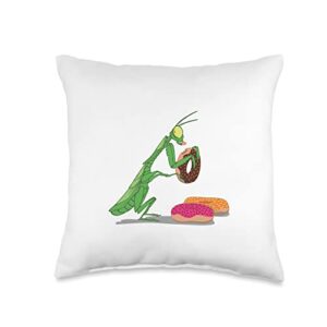 invertebrates praying mantis donuts praying mantis prefers to eat donuts throw pillow, 16x16, multicolor