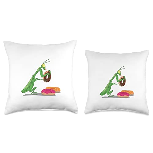 Invertebrates Praying Mantis Donuts Praying Mantis Prefers to eat Donuts Throw Pillow, 16x16, Multicolor