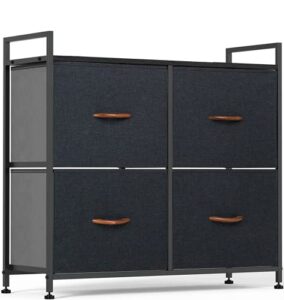 waytrim dresser for bedroom with 4 drawers, wide storage drawer organizer, wide chest of drawers for bedroom, hallway, entryway, tv stand with steel frame&wood tabletop - dark indigo