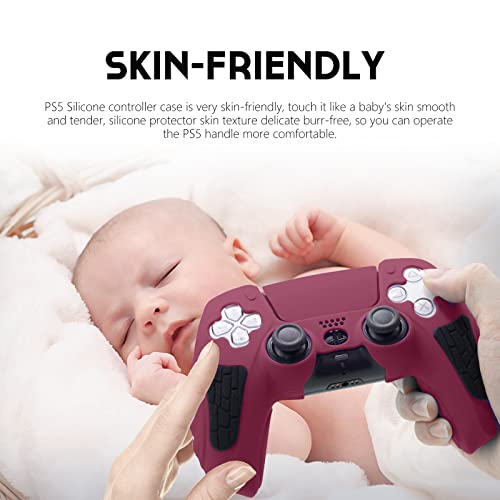 PS5 Controller Skin Anti-Sweat, Anti-Slip,and Dustproof PS5 Silicone Controller Case PS5 Controller Accessories for Playstation 5 Controller Skin(CosmicRed)