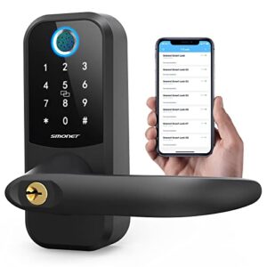 fingerprint door lock, smonet smart lock with reversible handle,keyless entry biometric door lock with keypad,digital electronic bluetooth door lock for home apartment