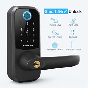 Fingerprint Door Lock, SMONET Smart Lock with Reversible Handle,Keyless Entry Biometric Door Lock with Keypad,Digital Electronic Bluetooth Door Lock for Home Apartment