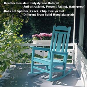 Patio Rocking Chair Set of 2, All Weather Resistant Outdoor Indoor Fade-Resistant Patio Rocker Chair，Stable Durable Smooth Rocking, Comfortable Easy to Maintain, Load Bearing 350 lbs - Lake Blue