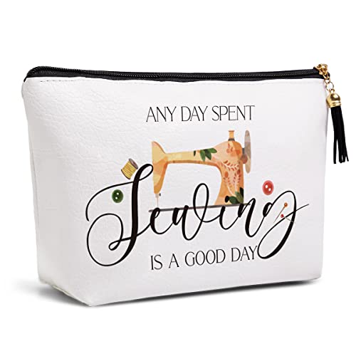 Sewing Gifts for Women Quilting Gifts for Quilters Sewing Machine Gift Bag for Her Sewing Lovers Seamstress Any Day Spent Sewing is a Good Day Makeup Bag Travel Toiletries Bags Birthday Christmas Gift