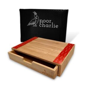 poor charlie under desk drawer - self adhesive bamboo drawer - sleek and modern design - easy installation - compatible with most desks