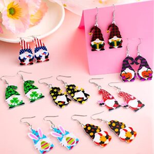 8 Pairs Gnome Earrings for Women Gnome Jewelry Gift Women's Drop and Dangle Earrings for Easter Mother's Day Summer Valentine's Day Christmas New Year (Cute Style)