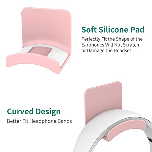 HomeMount Headphone Stand Headset Holder - Adhesive Gaming Headphone Hanger Hook Desk Mount for Most Headphone & Controller (Pink 2Pack)