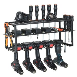 wusheng power tool organizer, tool organizers and storage heavy duty floating drill holder 3 layers wall mounted tool rack for handheld cordless tools battery powered tools