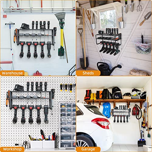 WUSHENG Power Tool Organizer, Tool Organizers and Storage Heavy Duty Floating Drill Holder 3 Layers Wall Mounted Tool Rack for Handheld Cordless Tools Battery Powered Tools