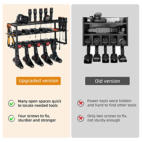 WUSHENG Power Tool Organizer, Tool Organizers and Storage Heavy Duty Floating Drill Holder 3 Layers Wall Mounted Tool Rack for Handheld Cordless Tools Battery Powered Tools