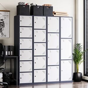 Letaya Metal Lockers for Employees,71" Steel Storage Cabinet with 6 Door Lockable for Office Staff,Home Sundries,Gym,School (White)