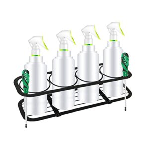 artsculpture spray bottle rack | easy install wall mount hardware included | heavy-duty powder coated steel can storage holder for garage and home | craft workspace paint bottle organizer, black