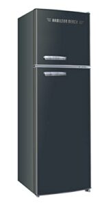 hamilton beach hbf1050-black retro top freezer apartment size refrigerator, black, 10 cu ft