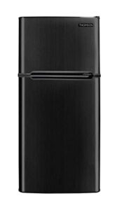 thomson tfr469 apartment size refrigerator with top freezer-2 door fridge with storage capacity, adjustable spill-proof shelves, door & crisper bins, gunmetal, 4.5 cu ft