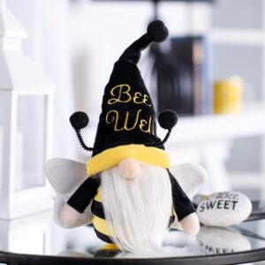 Hug Feel The Love - Bee Gnome - Gnome Gifts, Plush Gnome Home Decor, Swedish Gnome Ornament Tomte, Uplifting Bee, Gnome Wishes, Gnomie Gift Figurine, 9 Inch Plush Doll - Bee Well