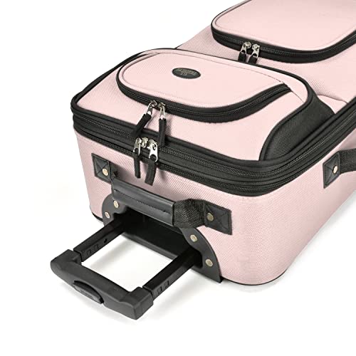 U.S. Traveler Rio Rugged Fabric Expandable Carry-On Luggage Set, Pink, One Size