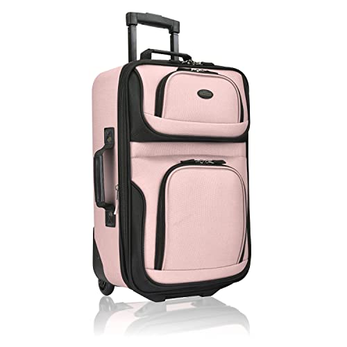 U.S. Traveler Rio Rugged Fabric Expandable Carry-On Luggage Set, Pink, One Size