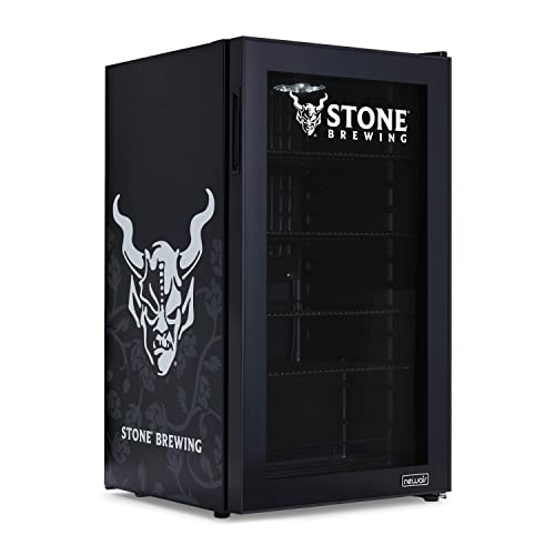 NewAir Beverage Refrigerator Cooler with 126 Can Capacity - Mini Bar Beer Fridge with Right Hinge Glass Door - Cools to 37F - Stone Brewing