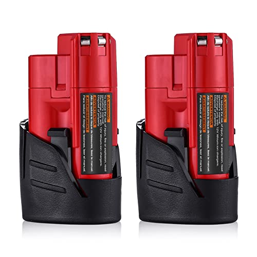 Powerextra M12 Batteries 3500mAh, Upgraded Lithium-ion Replacement Milwaukee M12 Battery for 48-11-2411 48-11-2420 48-11-2401 48-11-2402 48-11-2401, Compatible with M12 Milwaukee Tools, 2 Pack