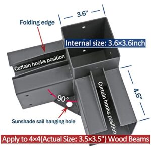 Deck Man 4x4(Actual Size: 3.5x3.5inch) Stainless Steel 3-Way Right Corner Bracket with Flange Anchors，Pergola/Gazebo kit (2 Pack)