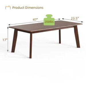 Giantex Wooden Rectangular Coffee Table - Mid Century 47'' Rubber Wooden Table, Versatile Tea Table w/Sturdy Legs, Center Table for Living Room Home Office, Easy Assembly, Walnut