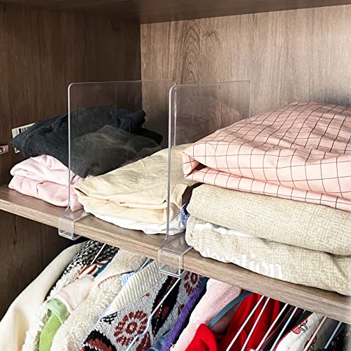 SUMAIDA Shelf Dividers for Closet Organization, Clear Acrylic Shelf Divider for Wooden Shelves, in Closets Shelf and Closet Separator in Bedroom, Kitchen and Office(8)
