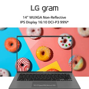 LG gram (2022) 14Z90Q Ultra Lightweight Laptop, 14" (1920 x 1200) IPS Display, Intel Evo 12th Gen i7 1260P Processor, 16GB LPDDR5, 512GB NVMe SSD, FHD Webcam, WiFi 6E, Thunderbolt 4, Windows 11, Gray