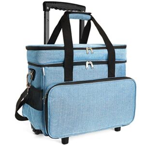 lorzon sewing machine case with wheels, rolling sewing machine tote for carrying, fits for most machines