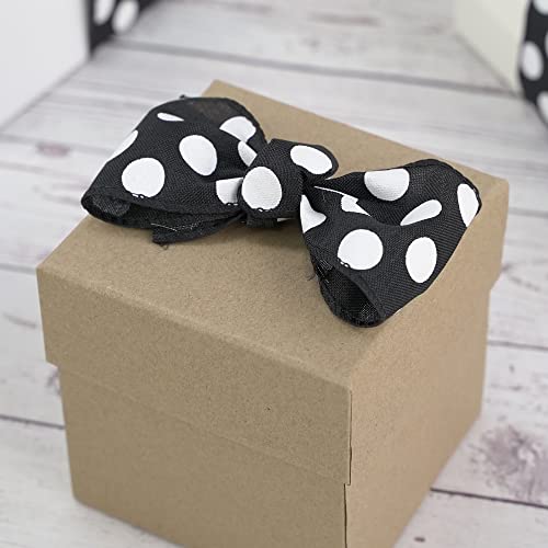 MEEDEE Black Ribbon with White Dots Black and White Polka Dot Ribbon 2.5 Inch Black Wired Ribbon for Black & White Welcome Front Door Burlap Wreath Pet Wreath Dog Wreath Ribbon Gift Basket, 10 Yards