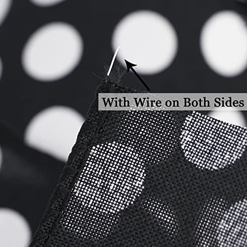 MEEDEE Black Ribbon with White Dots Black and White Polka Dot Ribbon 2.5 Inch Black Wired Ribbon for Black & White Welcome Front Door Burlap Wreath Pet Wreath Dog Wreath Ribbon Gift Basket, 10 Yards