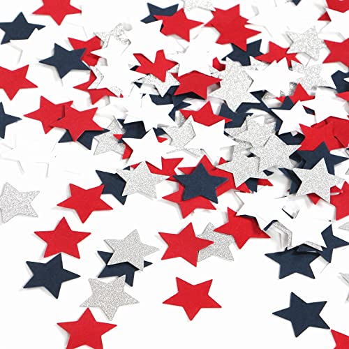 Red-White Blue-silver Patriotic-Decorations Star Confetti - 300pcs Graduation 2023 4th Fourth of July Decorations  Paper Confetti Olympics Party Decor Men Boys Birthday Table Decor Panduola