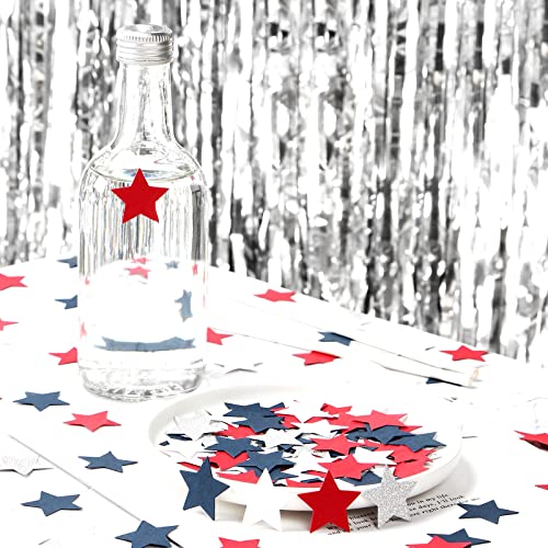 Red-White Blue-silver Patriotic-Decorations Star Confetti - 300pcs Graduation 2023 4th Fourth of July Decorations  Paper Confetti Olympics Party Decor Men Boys Birthday Table Decor Panduola
