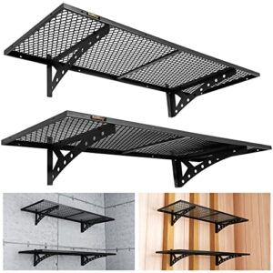 sanhang 1.5x4ft garage storage rack, suitable for garage / storage room wall-mounted storage shelf (2pack, black)