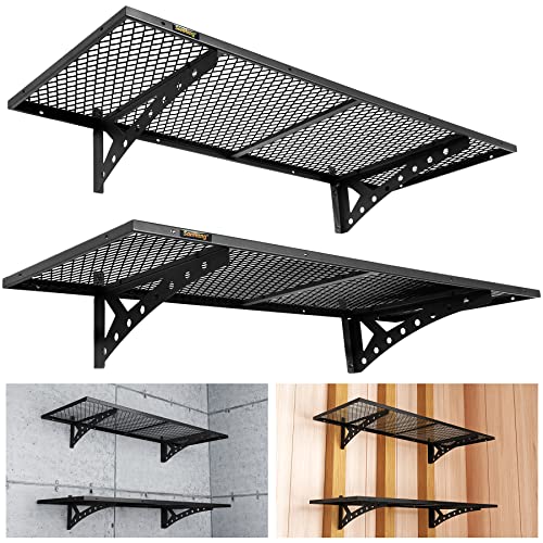 Sanhang 1.5x4ft Garage Storage Rack, Suitable for Garage / Storage Room Wall-Mounted Storage Shelf (2pack, Black)