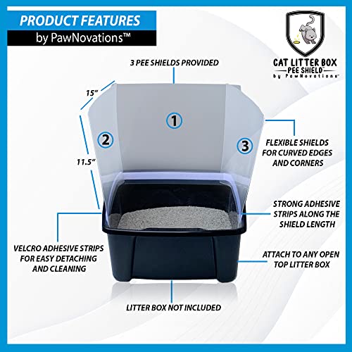 Cat Litter Box Pee Shields (3 Pack) - Litter Box Not Included