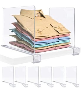 miveryea acrylic shelf dividers, clear shelf divider for closet organization 6 pack plastic shelve divider for clothes purses separators