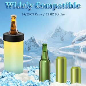 Focily Insulated Can Cooler 24 Oz Double-Walled Stainless Steel Skinny Can Cooler Slim Can Insulator For 24 / 25 Oz Cans Tall Boy & Bomber Bottle (light blue & yellow)