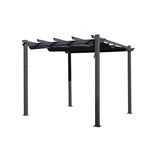 Kozyard Morgan Outdoor Extra-Large Gray Aluminum Frame Pergola with Sunshade Canopy (10' x 10', Gray)