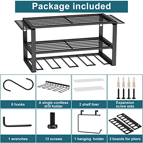 Favbal Power Tool Organizer Storage Rack Heavy Duty Wall Mounted Floating Shelf Charging Station for Garage Workshop Holder for Handheld & Cordless Drill Tools Perfect Gifts for Men Father's Day