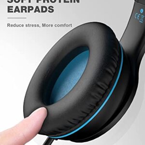 ELECDER i45 On-Ear Headphones with Microphone - Foldable Stereo Bass Headphones with No-Tangle 1.5M Cord, 3.5MM Jack, Portable Wired Headphones for School/Kids/Teens/Smartphones/Travel/Tablet - Black