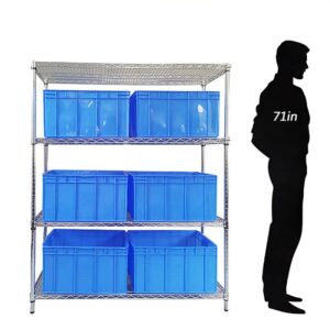 lesolar 4-Tier Storage Shelving Unit 70.8''x 17.7''x 61'' Large Heavy Duty Storage Shelves Metal Storage Rack Standing Storage Shelf for Kitchen Restaurant Warehouse Hospital Laboratory Pharmacy