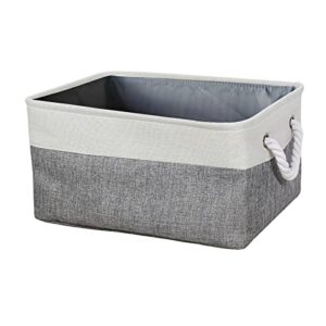 instruban storage bin cube storage basket for storage and organization toy clothes books home collapsible storage basket with handles -grey and tan