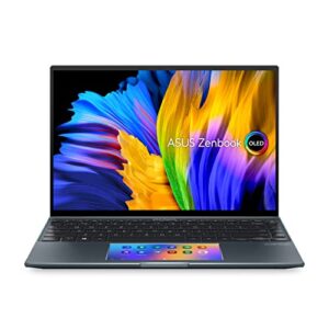 asus zenbook 14x oled laptop, 14” 2.8k 16:10 touch display, intel core i7-1260p cpu, nvidia geforce mx550, 16gb ram, 512gb ssd, windows 11 home, pine grey, ux5400zb-db74t