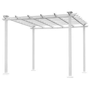 10' x 10' White Pergola for Vines, Heavy Duty Pergola with Hidden Joints, Pure Iron Pergola for Patio Backyard Terraces and Deck, Mediterranean Style